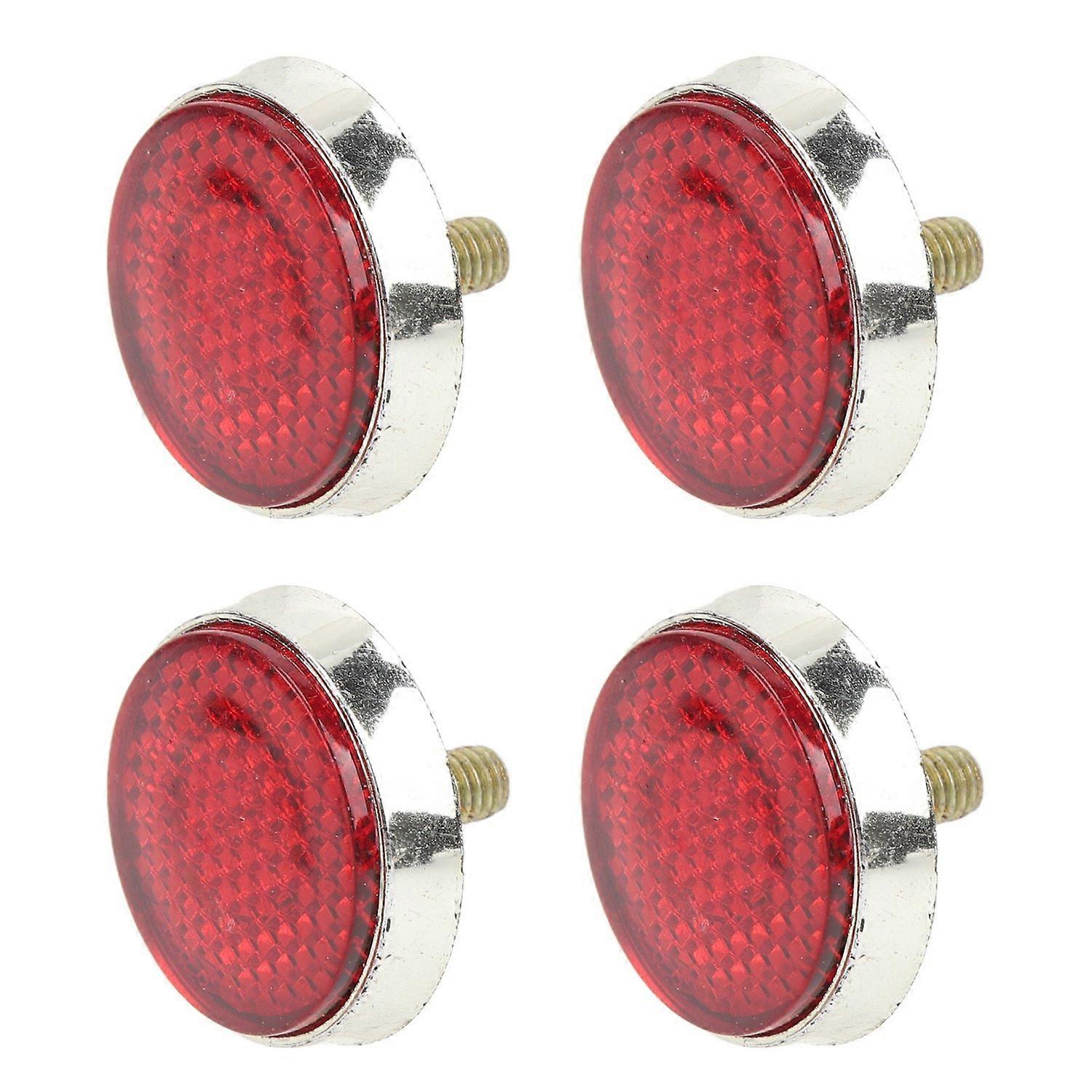 4Pcs Round Reflector 42mm High Brightness Waterproof Stylish Red Safety Reflector For M6 Thread Moto