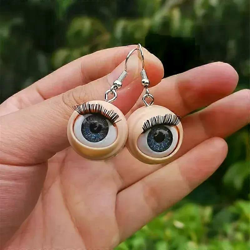 Awful creepy doll eyeball earrings with awful blinking action weirdos