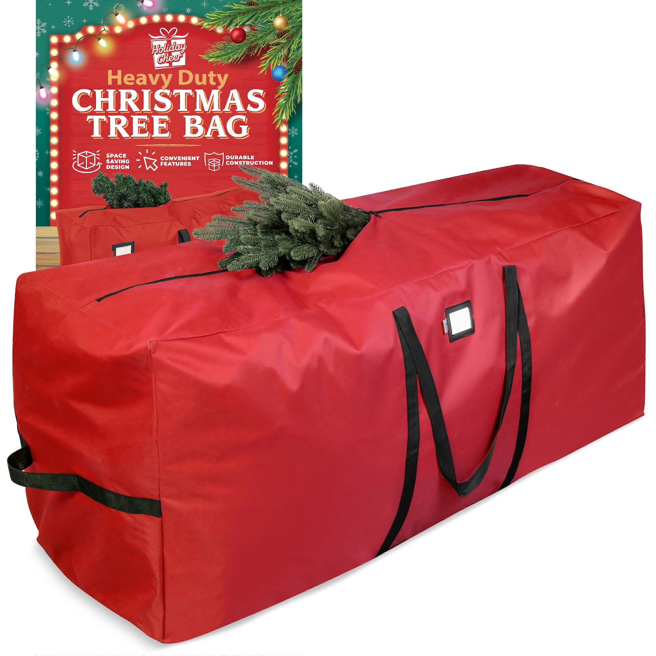 Christmas storage bag heavy , 7,5FT tall artificial tree sleeps, durable handleproof waterproof and zipper Christmas tree storage bag (red)