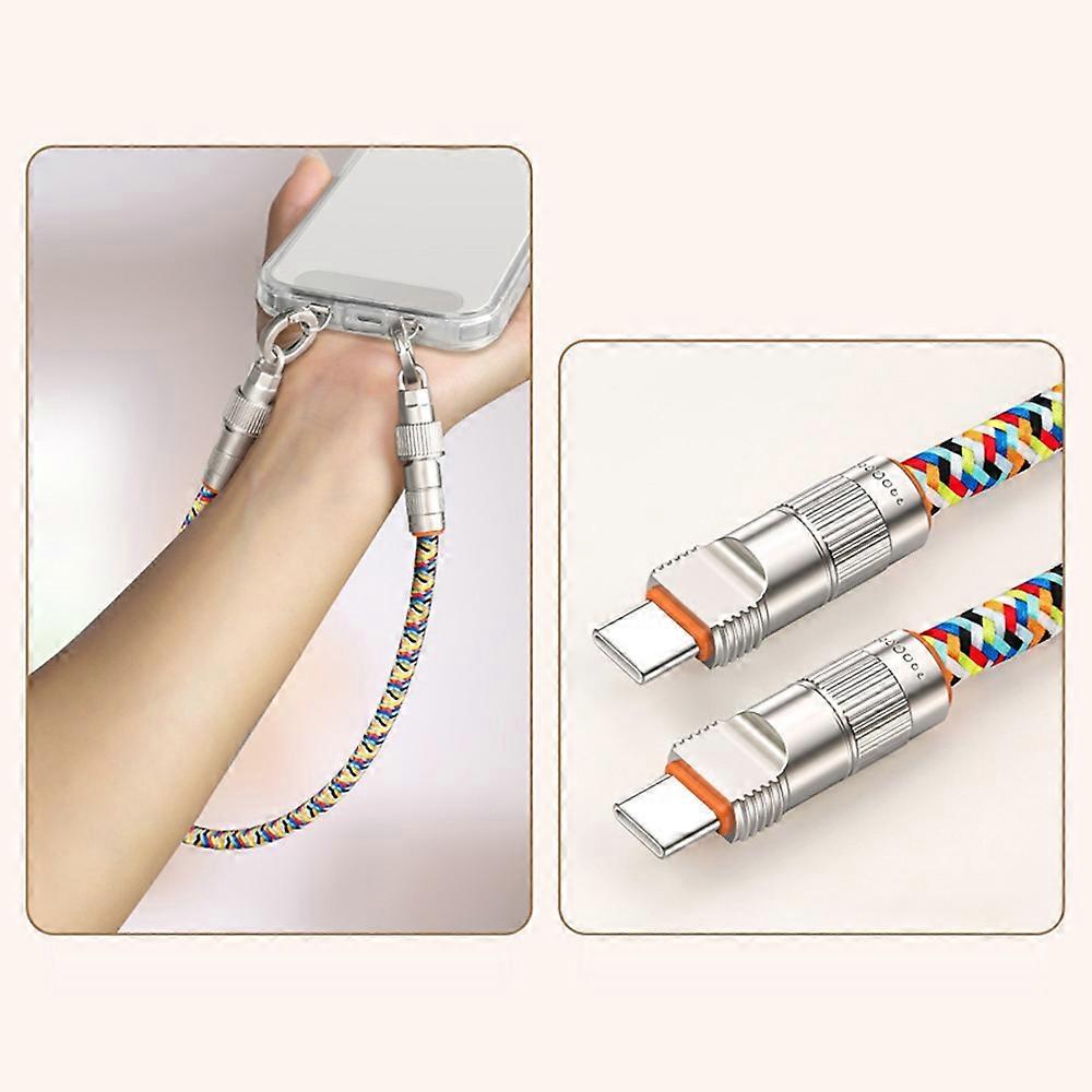 30cm Cell Phone Wrist Strap Charging Cable Type-C to Type-C 66W Fast Charge Data Cord Phone Lanyard