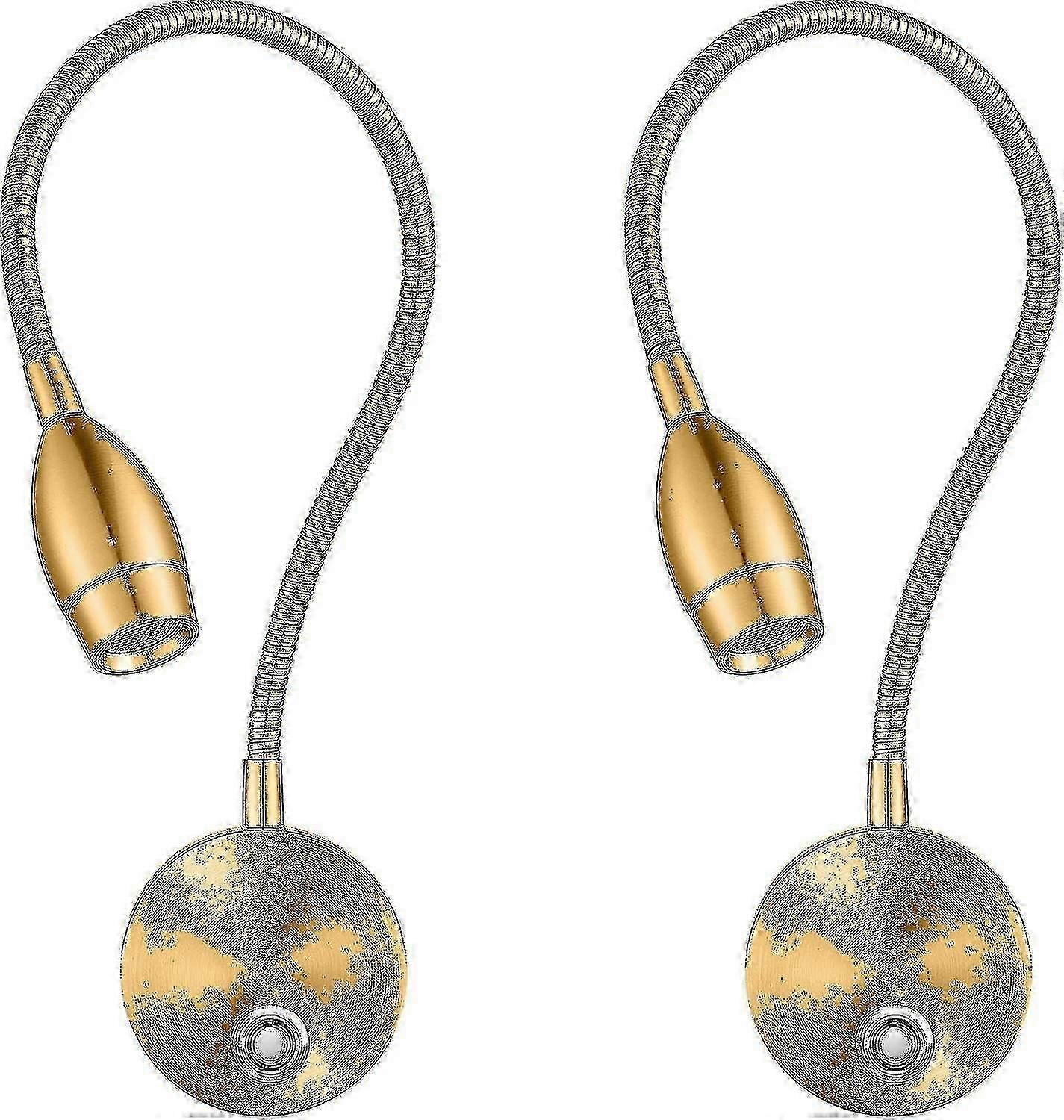 Dimmable Led Reading Lamps,wall Mount Reading Lights For Bed Headboard,flexible Gooseneck With Touch Dimmer Plug In Wired ,3color Modes,2 Pa SZRH A-G