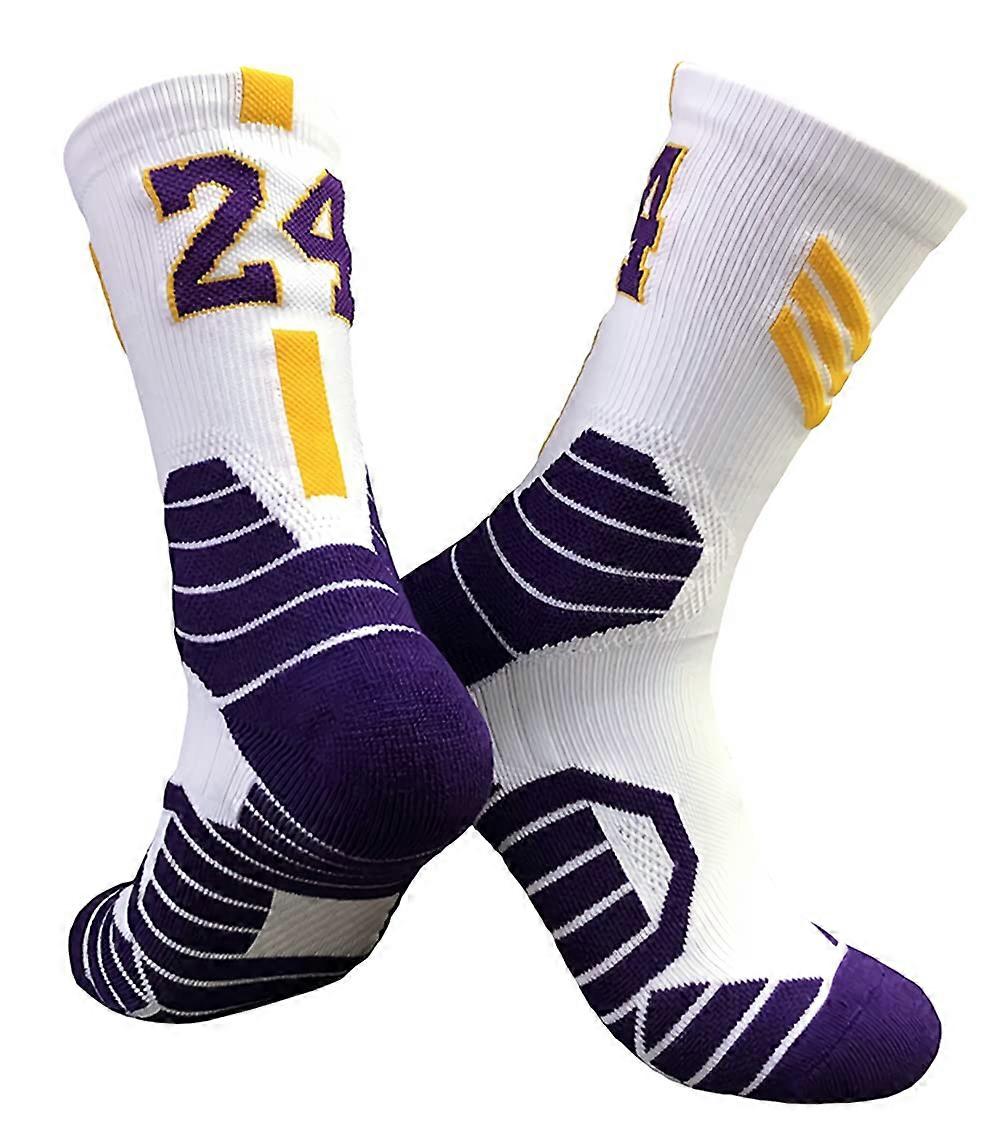Unisex Athletic Socks Basketball Socks-Futbol and Cotton Moisture Stocks for Running 1 Double (White-Cobe)