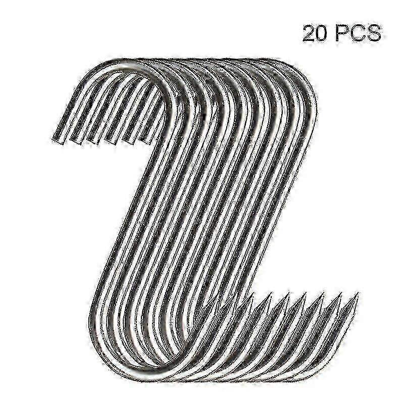 20pcs Stainless Steel S Hooks With Tip Utensil Kitchen Meat Hooks Pan Clothes Hanging Hooks