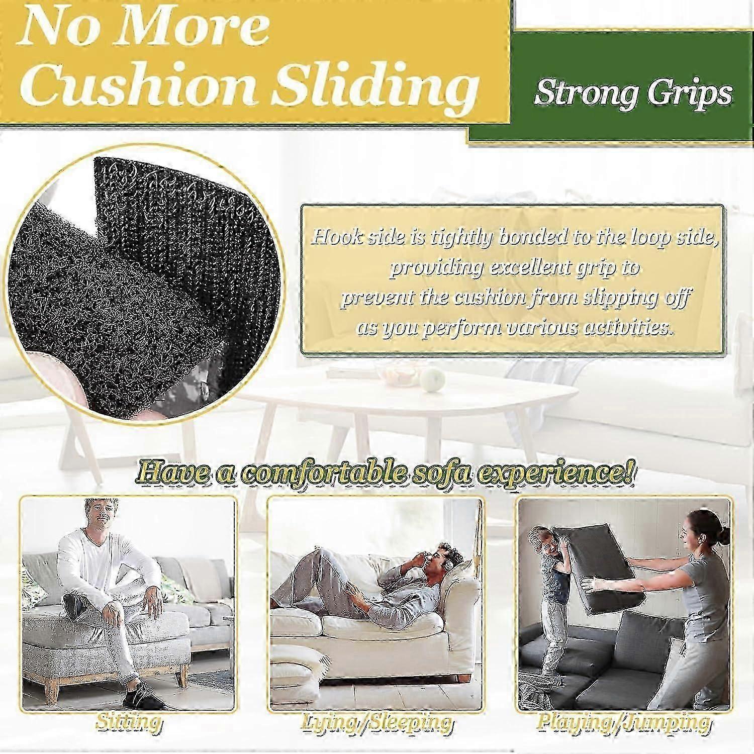 11cm X 6m Non Slip Sofa Sticky Pads, Stop Sofa Cushion & Mattress Slipping, 110mm Self Adhesive Hook and Loop Tape for Home Office Applications with S