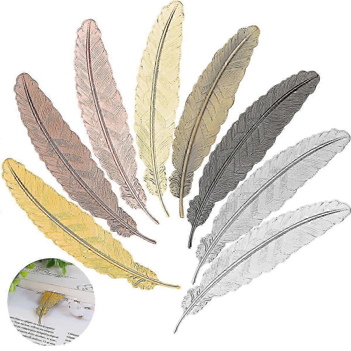 Metall Feder Lesezeichen Einfach Elegant und Dnn Federfrmige Lesezeichen Ideales Geschenk fr Erwachsene, Kinder und Studenten (5 Farben) 10 Stck