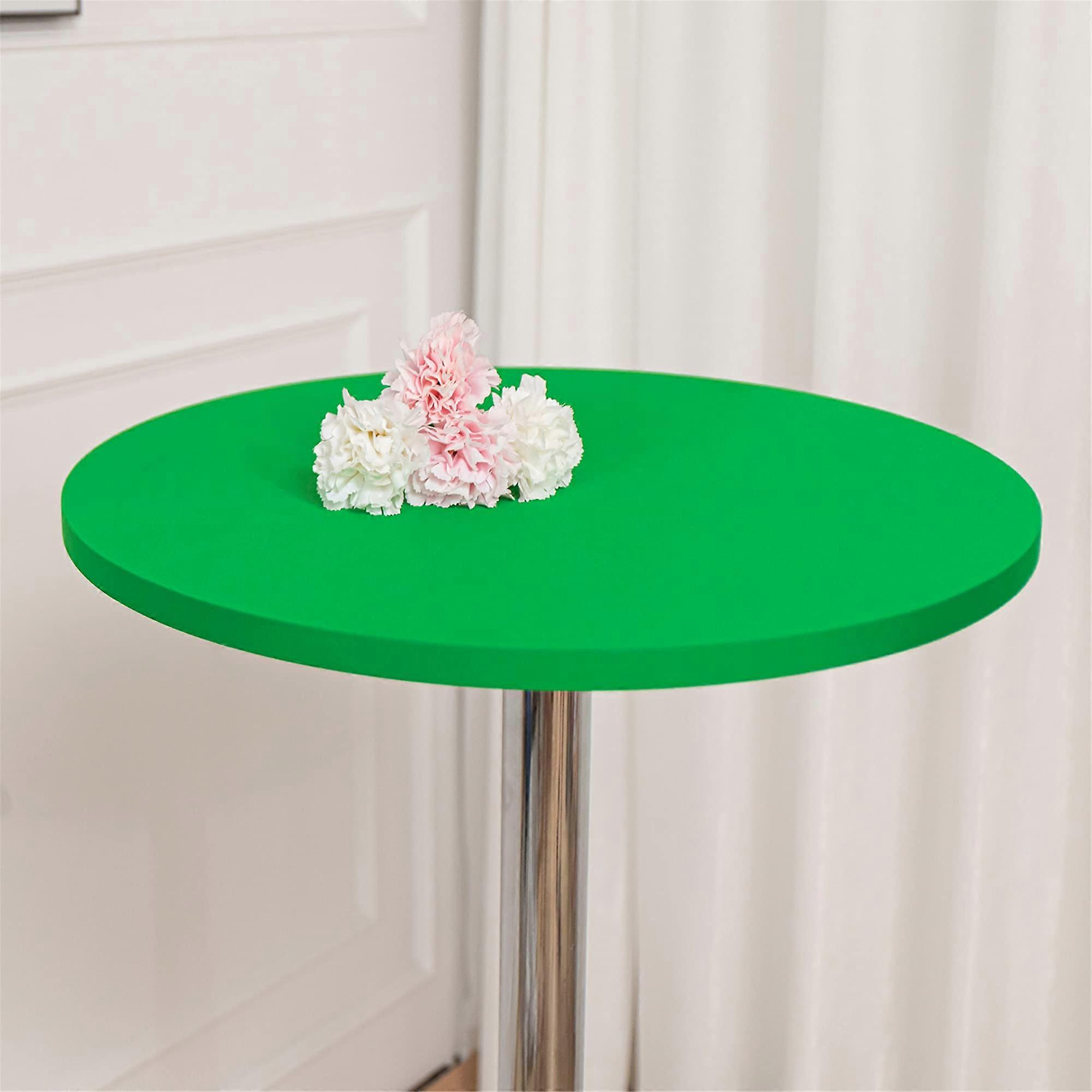 2 Pack Fitted Green Round Cocktail Table Topper Spandex Folding Bar Elastic Stretch Tablecloth 24 Inch