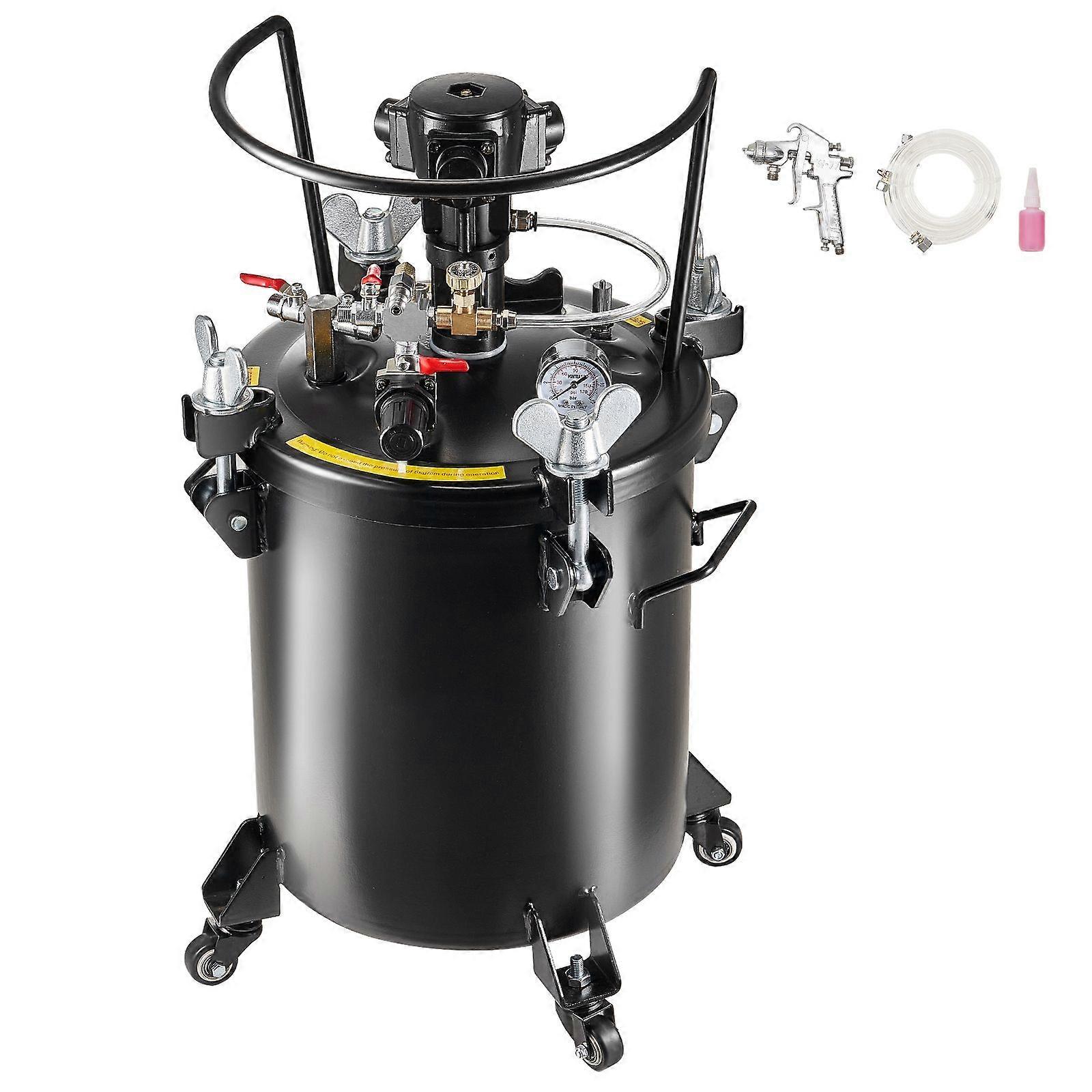 Spraymaling trykbeholder, 30 l/7,5 gal fuldautomatisk omrøringstrykbeholder, 70 psi justeringstryktryk med sprøjtepistol og slanger