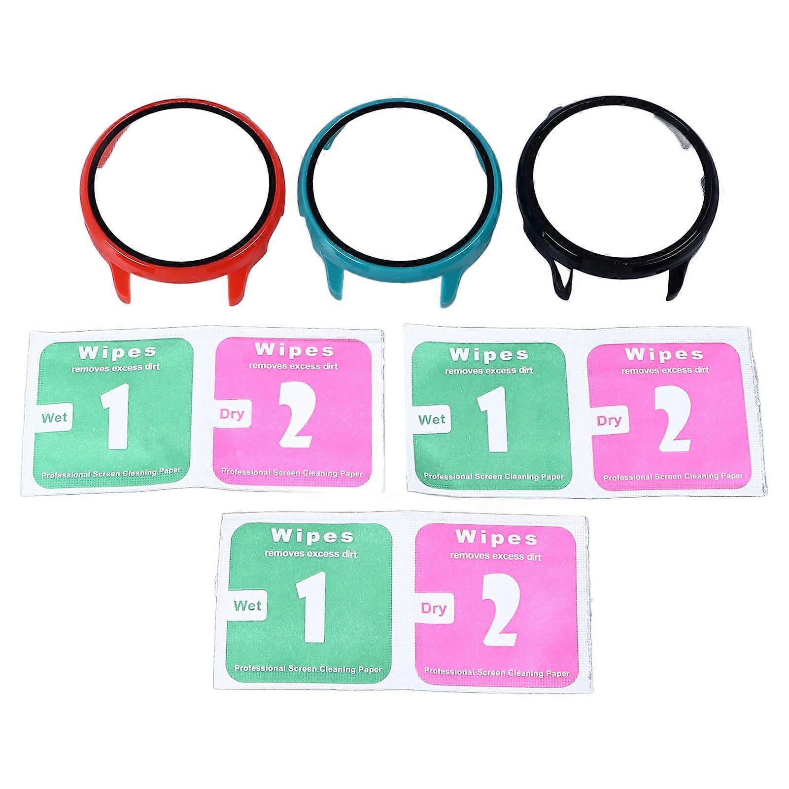 3pcs Protective Case with Screen Anti Scratch PC Protective Case Tempered Glass Film Smartwatch Screen Protector for Pace 3
