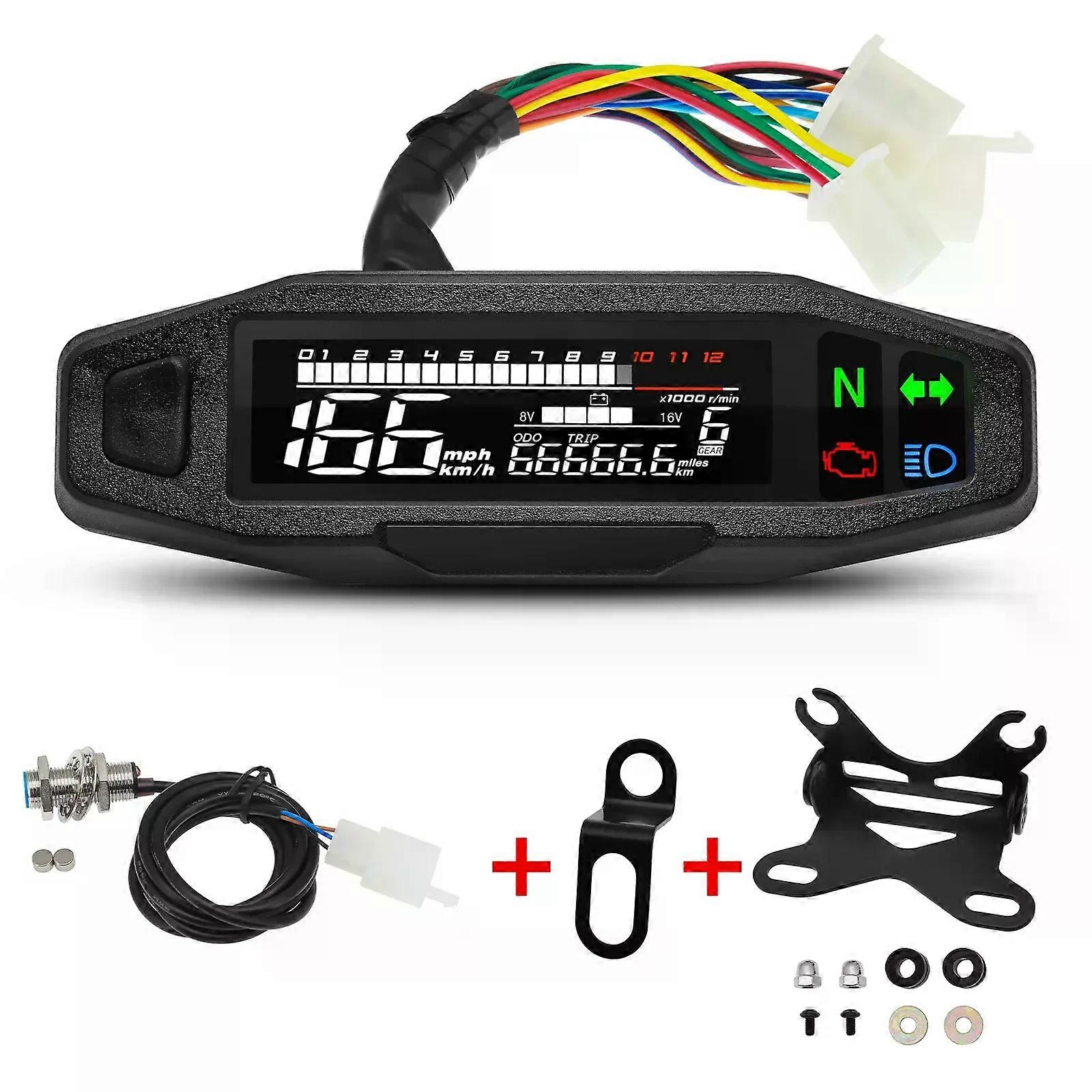 Universal Digital Meters Instrument Moto Speedometer Digital Tachometer Odometer Instrument Sensor Speed Gauge Tacho Meter