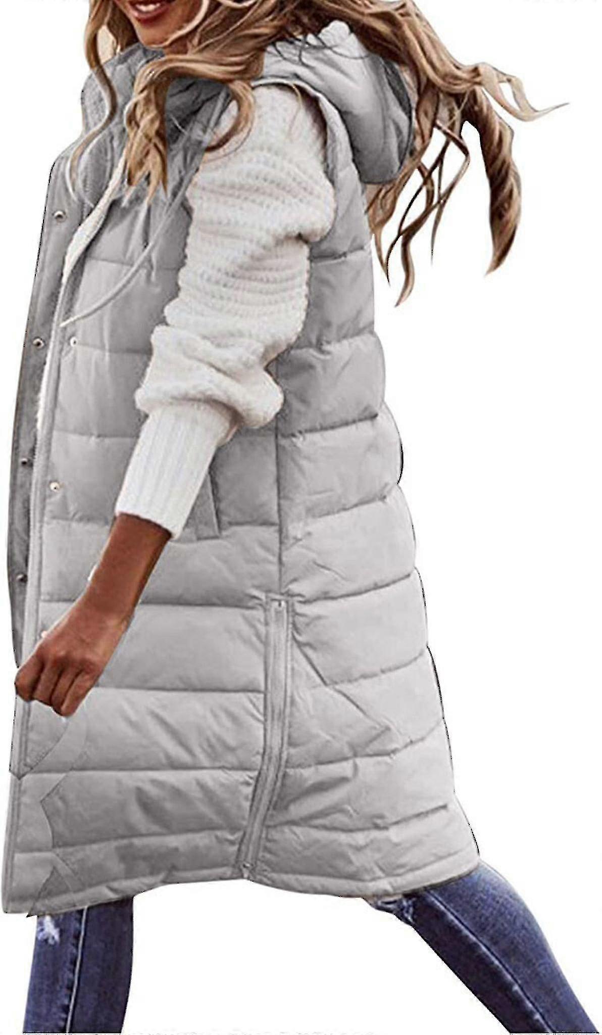 Women's Winter Down Vest - Long Warm Quilted Jacket