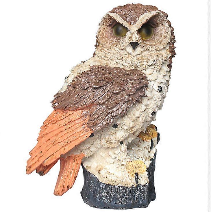 Solar Lamp Solar Owl Light, Ground Inserted Lawn Light (Brown)