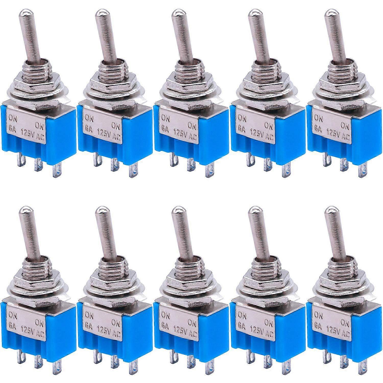 10Pcs SPDT Mini Toggle Switch 3-Pin 2 Position ON/ON Miniature Toggle Switch 6A 125V AC Toggle Switch -102
