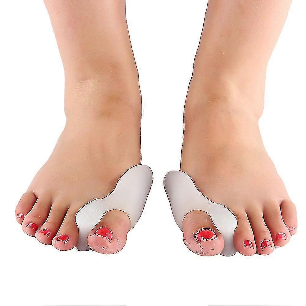2pcs Silicone Toe Protector Pad Bunion Corrector Straightener Spreader White