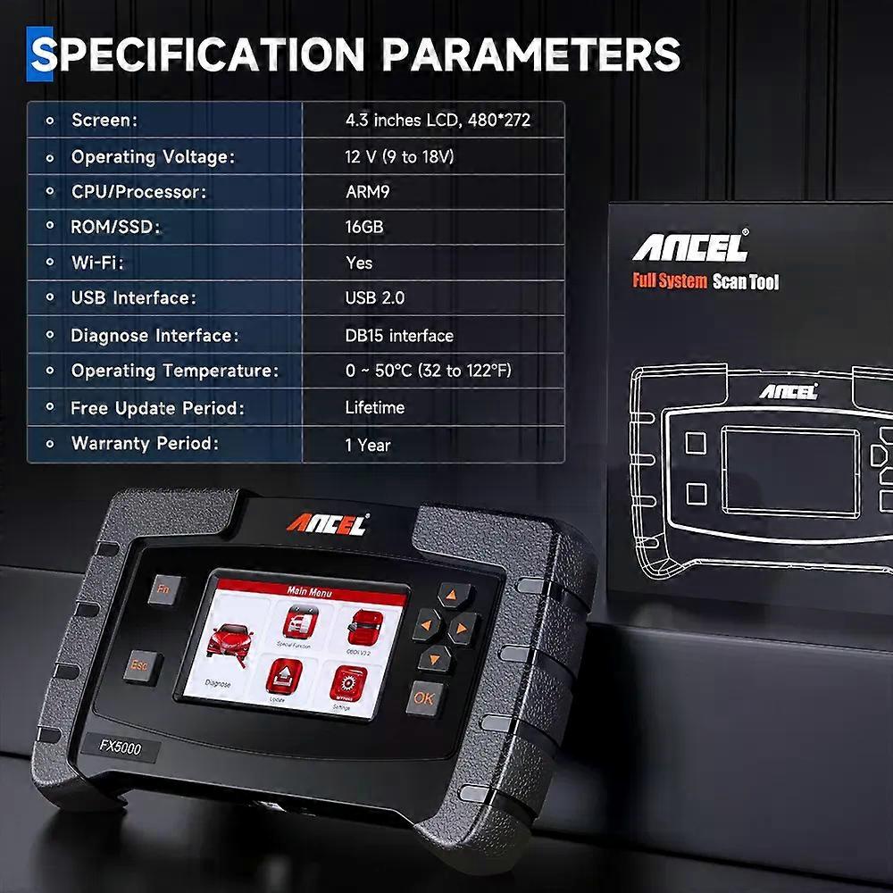 ANCEL FX5000 OBD2 Car Scanner ABS SRS Engine Oil EPB Reset All System Code Reader OBD 2 Car Diagnostic Tools Lifetime Free Updat