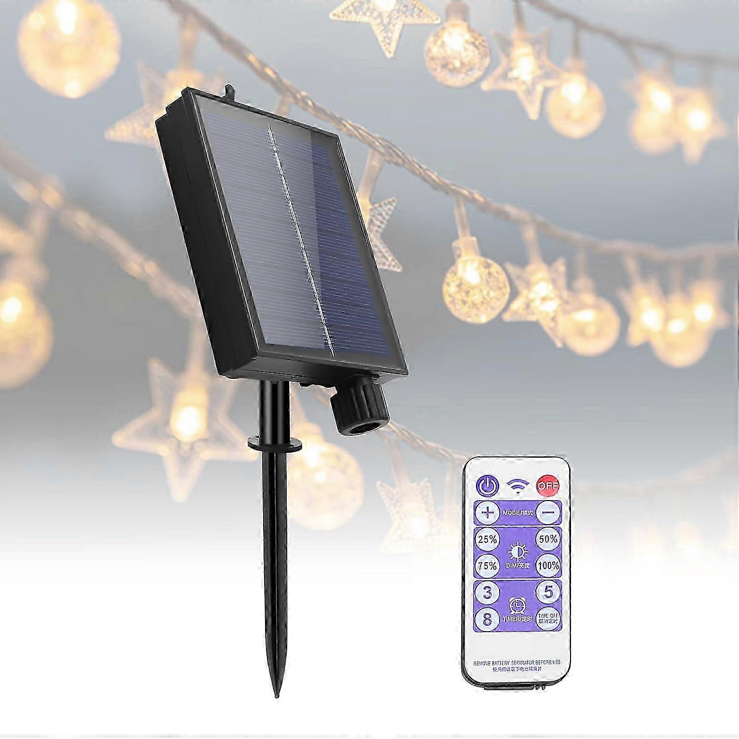 Solar String Light Control Box, Solar Panel for Waterproof Automatic String Lights Adjustable Brightness Outdoor Lamp String Circuit with Panel 8 Lig 