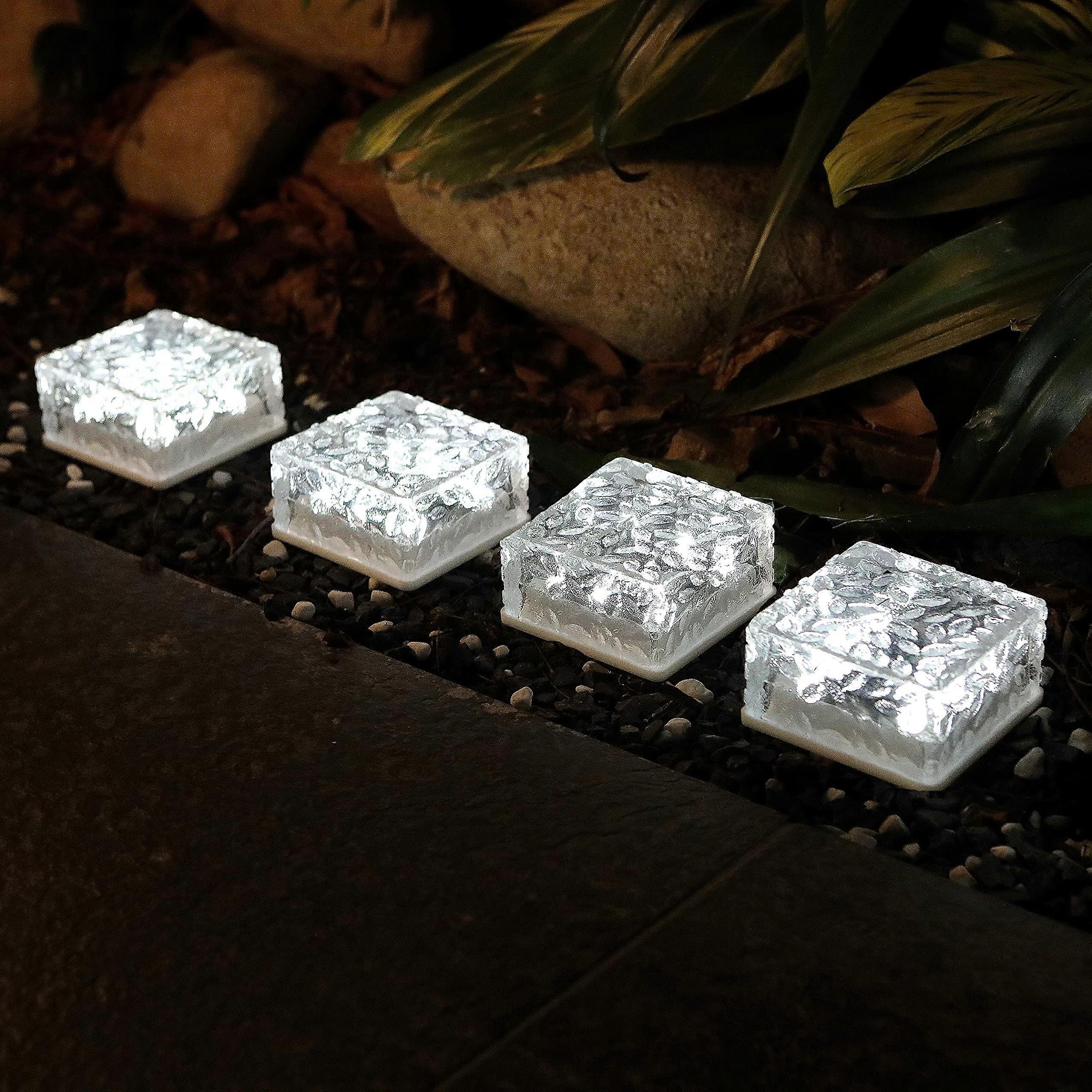 Solar Brick Lights 4-Pack Outdoor Waterproof LED Garden Courtyard Pathway Solar Powered