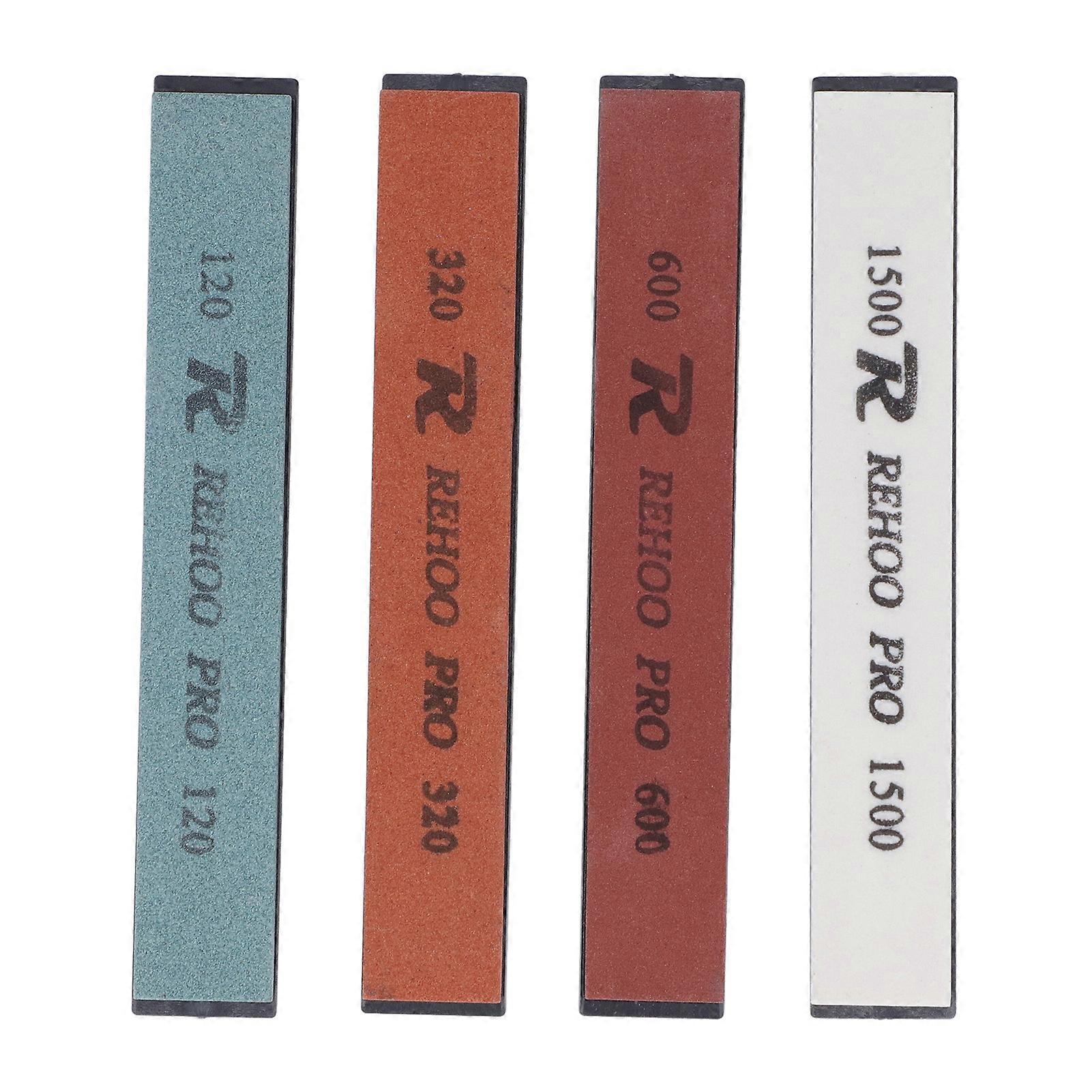 4PCS Knife Sharpening Fixed Angle Whetstone Knife Sharpener Set 120 320 600 1500 Grit Water Stone