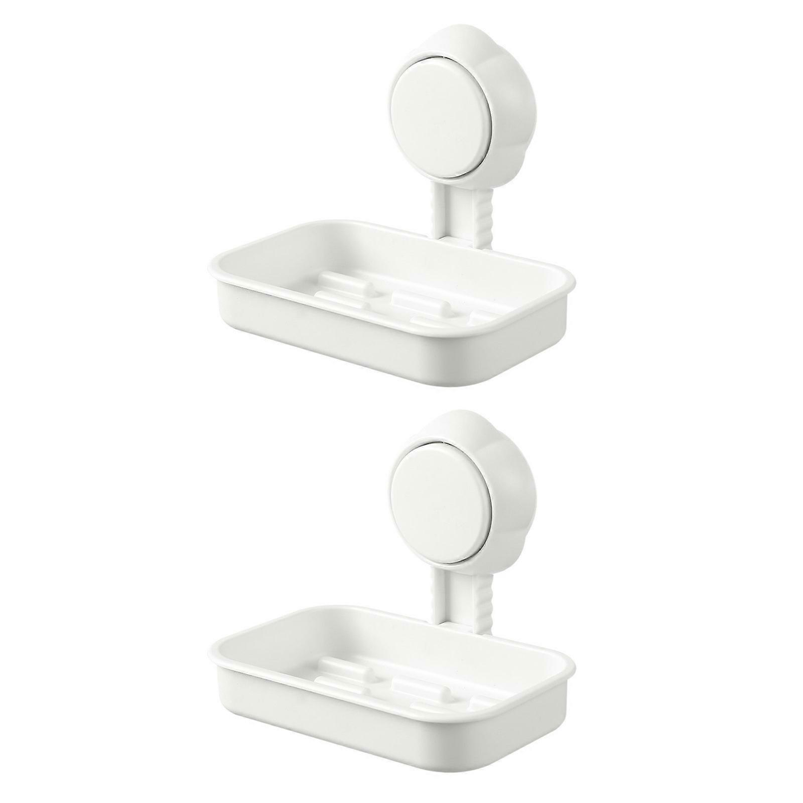2Pieces Bathroom Soap Trays Suction Designs Soap Containers Not Drilling Needed Soap Box Suitable For Various Surfaces