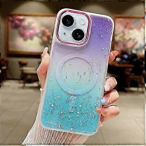 Multicolor Gradient Glitter Sequin TPU Mobile Phone Case Compatible with iPhone 15 and MagSafe Technology