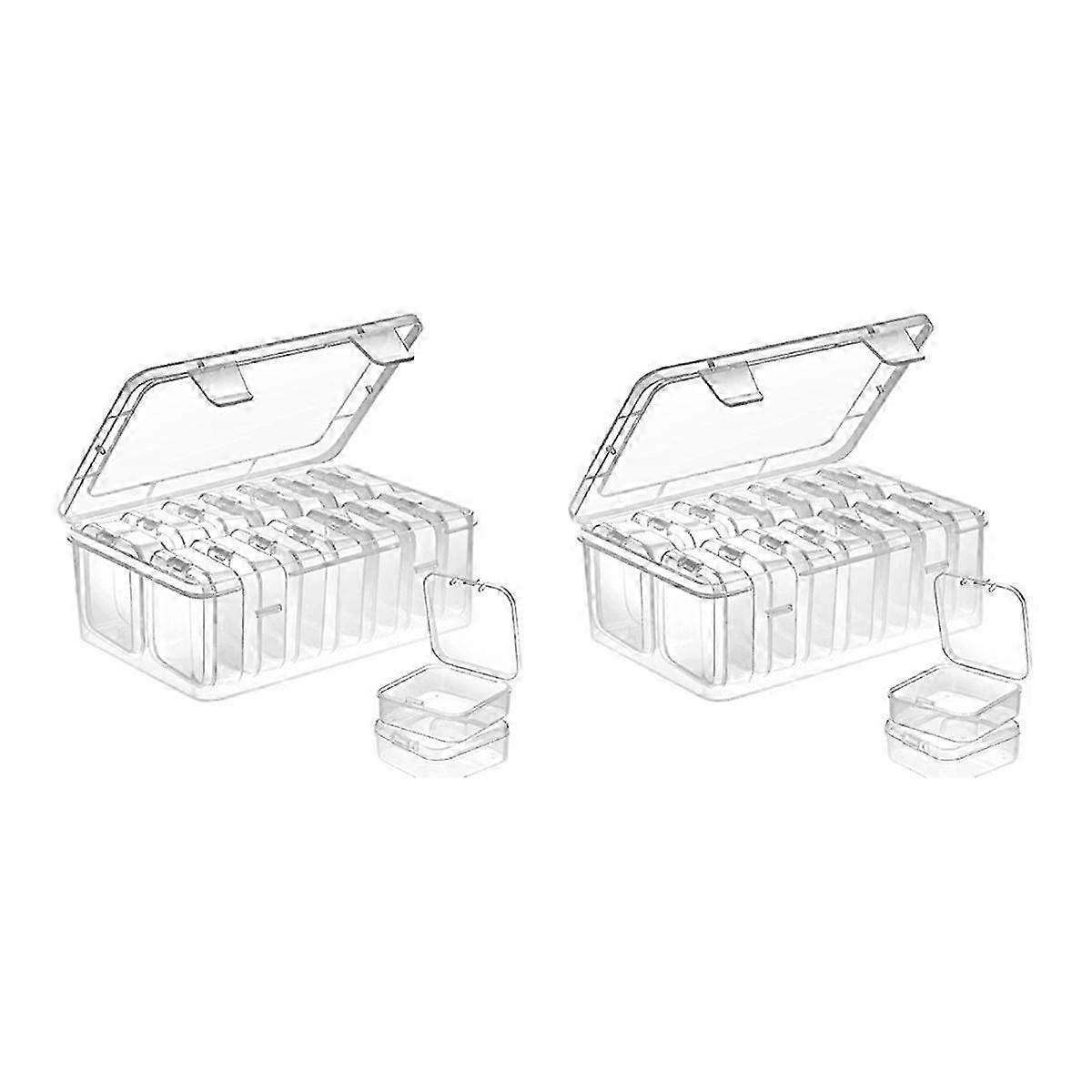 2-Pack Small Clear Plastic Storage Boxes with Lids, Empty Mini Organizer Container for Home Office
