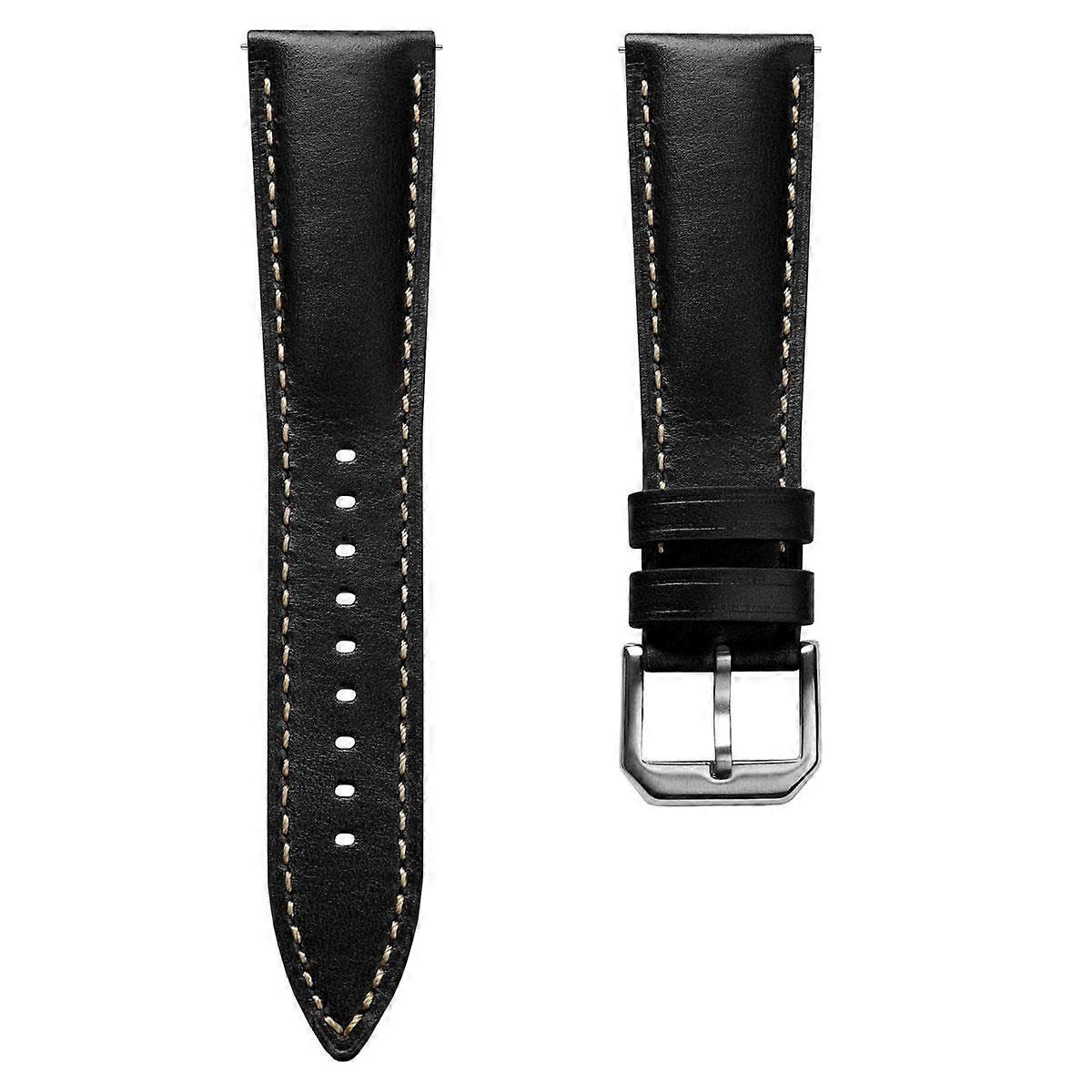 Classic Leather Watch Strap - Waxed-Oiled Full-Grain Calf Leather, Quick-Release Spring Bars, 20/22mm Colors