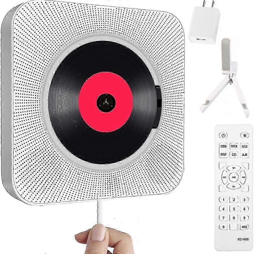Portable Cd Player With Bluetooth, Wall Mountable Cd Music Player Home Audio With Remote Control Fm Radio Built-in Hifi Speakers