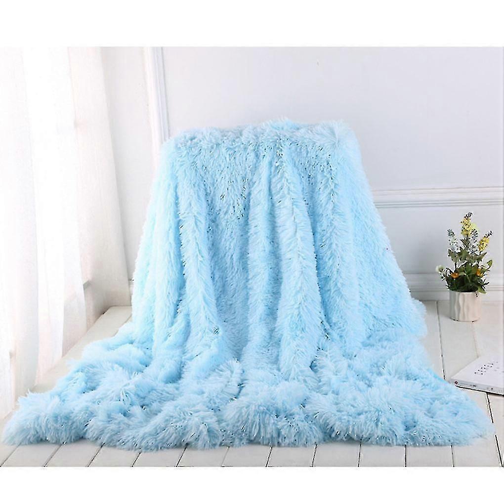 Long Plush Blanket Solid Color Soft Nap Bed Cover Sleeping Throw