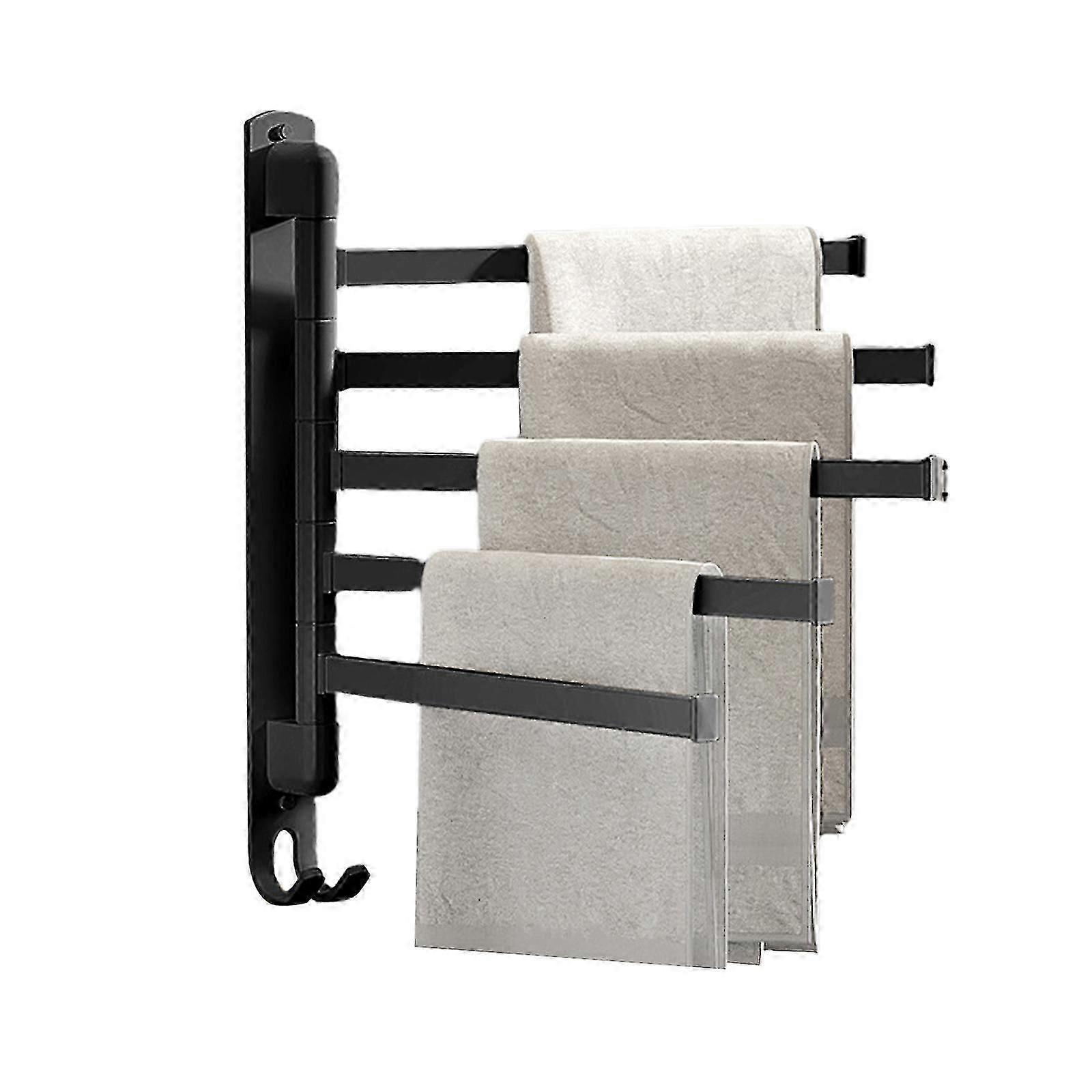 5アームスイベル壁掛けタオルラック、バスルームとキッチン用のステンレス鋼180度回転スペース節約タオルホルダー