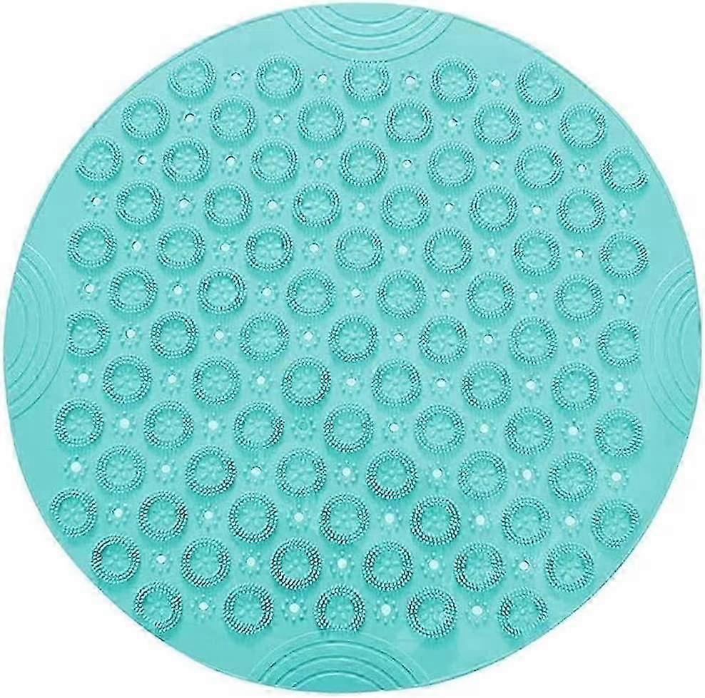 Mildew Resistant Non-Slip Round Bath Mats with Suction Cups, Textured Rubber Design for Use in Showers, Ideal for Home Decor (Green)