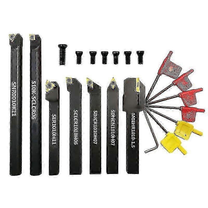 10mm Indexable Carbide Lathe Tool Holder Set for Turning, Grooving and Threading Applications Compatible with Various Brands