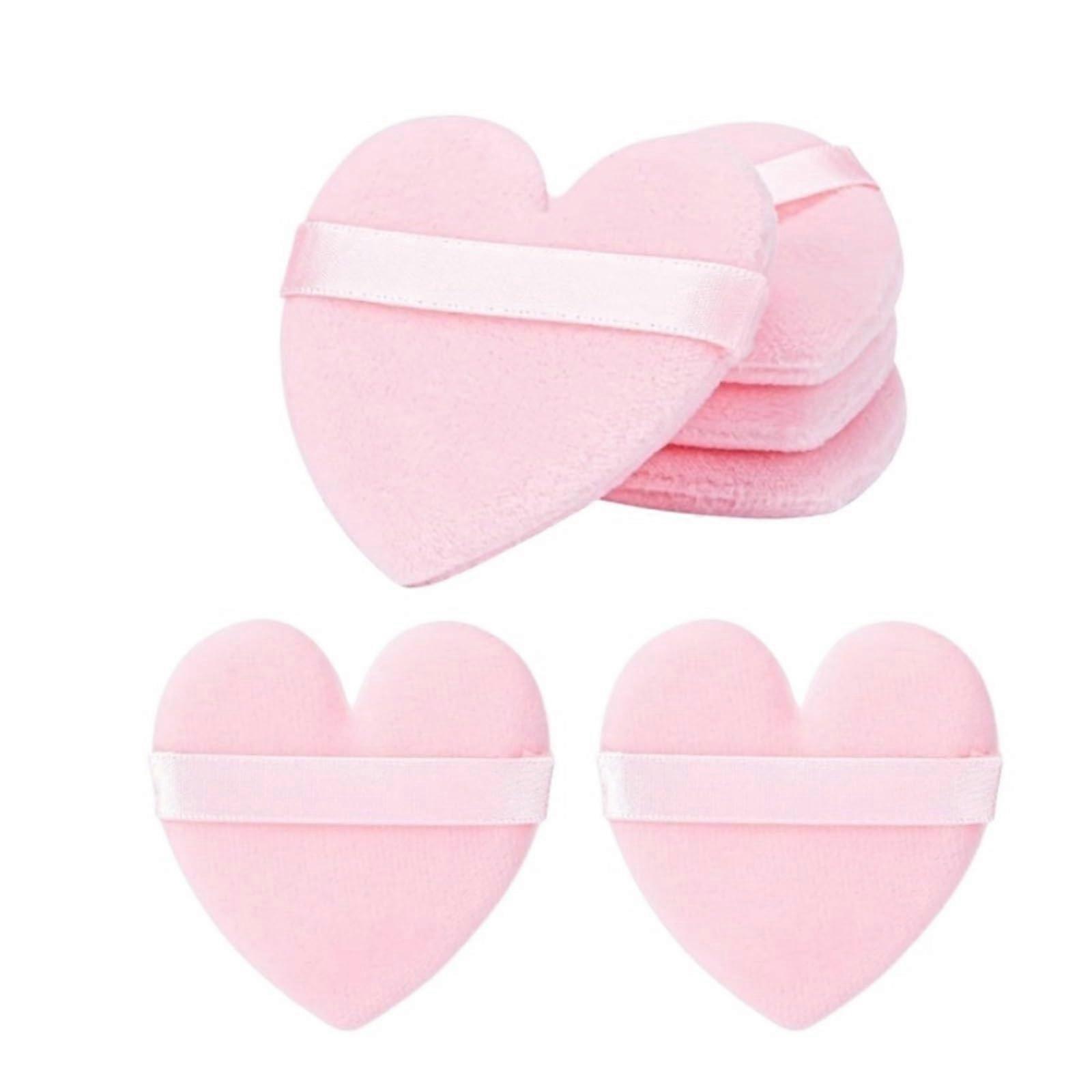 Pink Velvety Heartshaped Makeup Puff Set 6 Pieces of Soft Cotton Face Powder Applicators Flawless Contouring nice