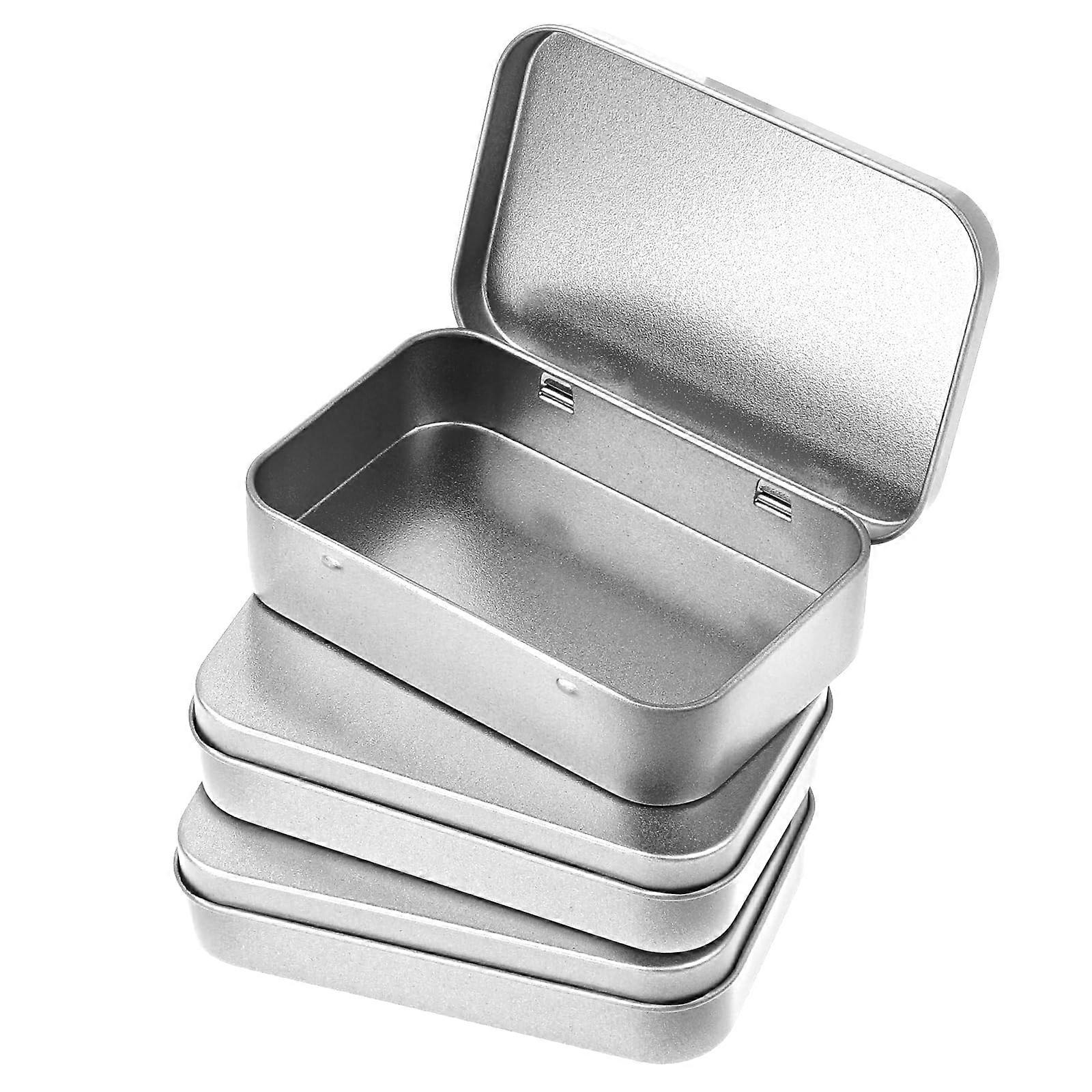 Rustproof Metal Jars, 3 Pieces Small Metal Box T with Lid, Mini Box Organiser (Silver)