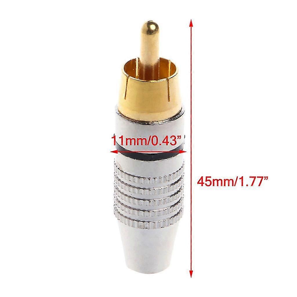 20 Pcs RCA Plug o Video Locking Cable Connector Gold Plated