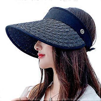 Fashion For Sun Visor Cap Solid Color Big Brim Straw Hat For Woman Summer Daily