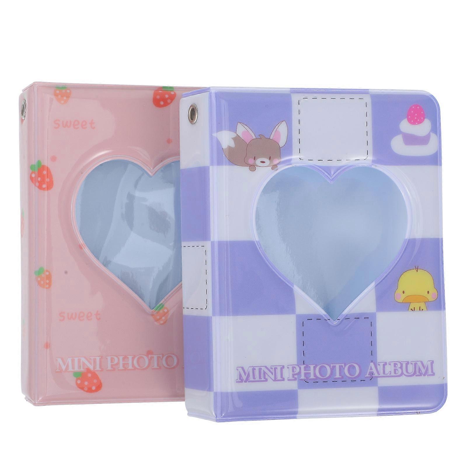Small Album Book Photo Album Set Ticket Storage Grid Heart 4.32X3.14X0.98IN 2Pcs