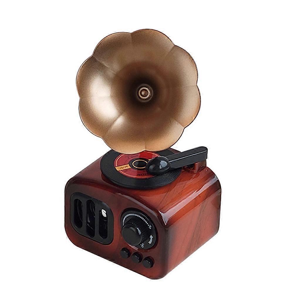 Vintage Gramophone Music Box Gramophone Table Decor Home Decoration Dark Red ABS Material Clockwork Spring Powered 1Pcs