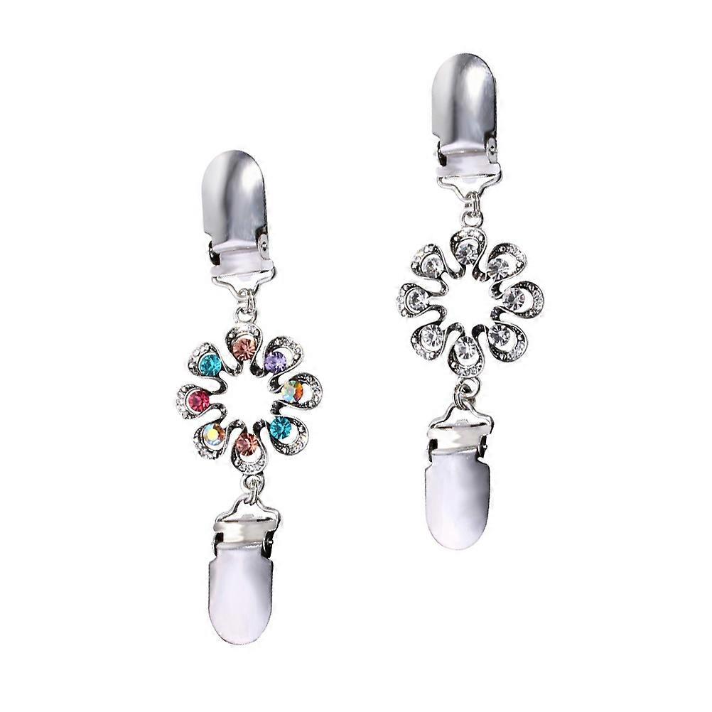 Elegant Metal Shawl Clips Beautiful Flower Sweater Accessories Formal Occasions 11.8x3.5cm 2Pcs