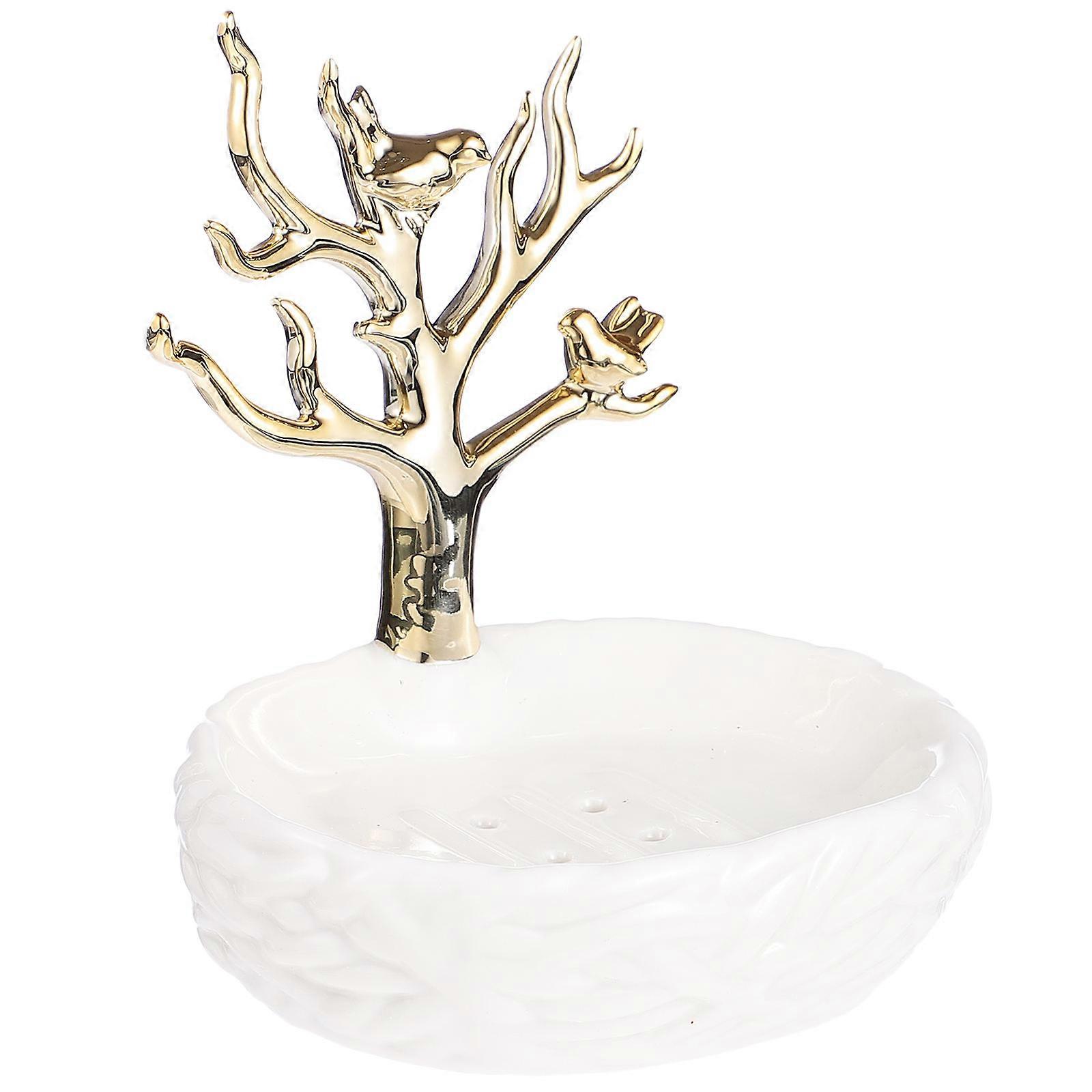 Ceramic Soap Dish Bathroom Soap Holder with Draining Function 1Pcs