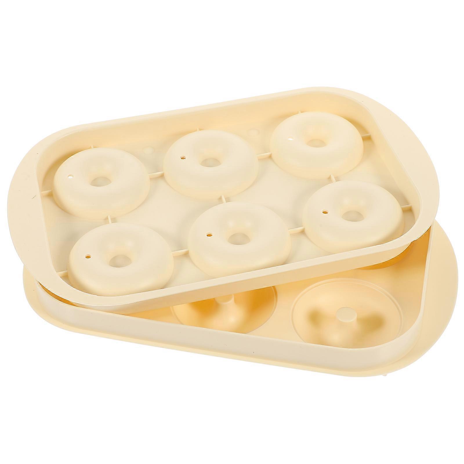 Donut Shaped Ice Cube Tray For Summer Home Entertainment With Beige Color 22x13.5x3cm Size Ice Making 1Pcs