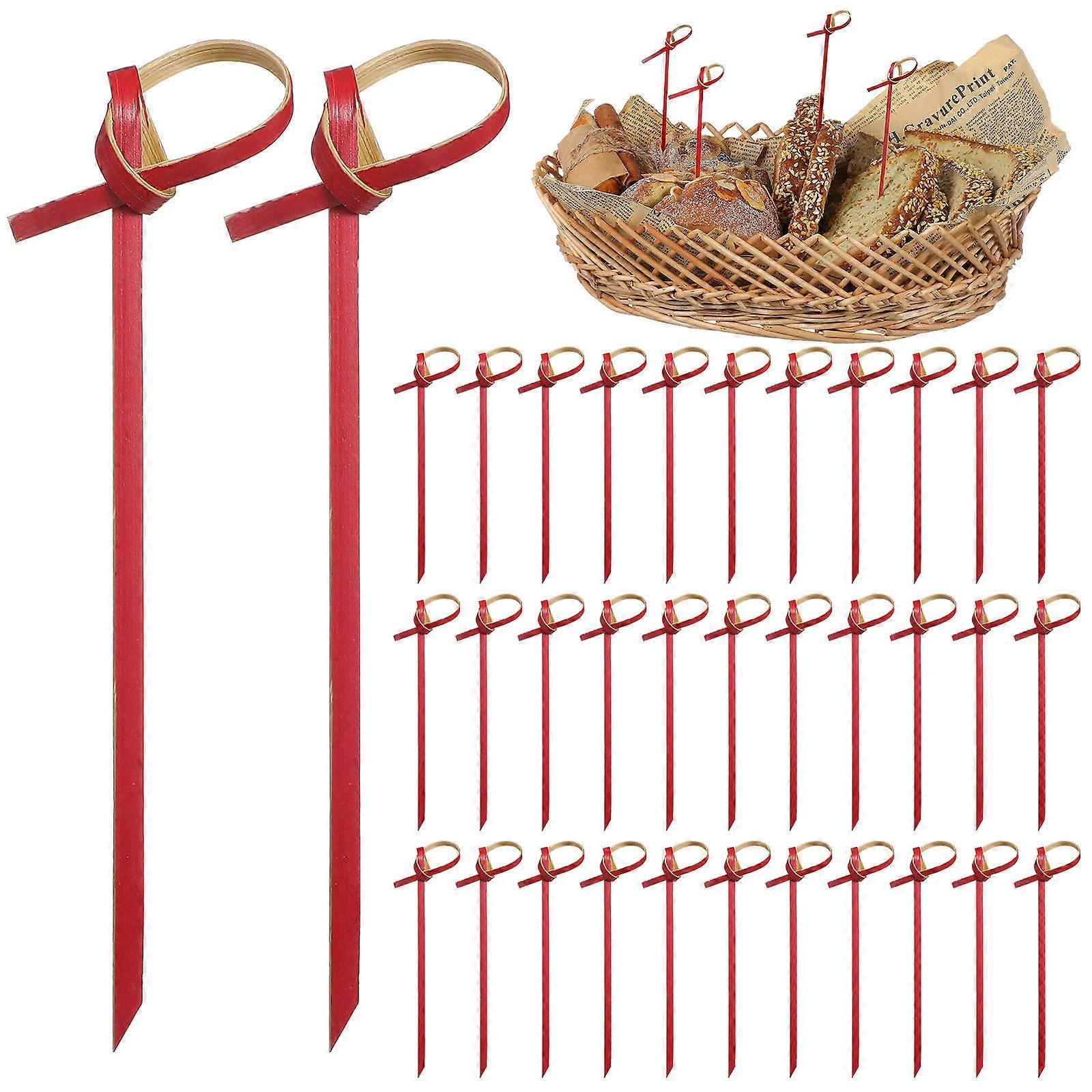 Bamboo Appetizer Picks Fruit Skewer Elegant Design Friends And Family 9cm Red 100Pcs