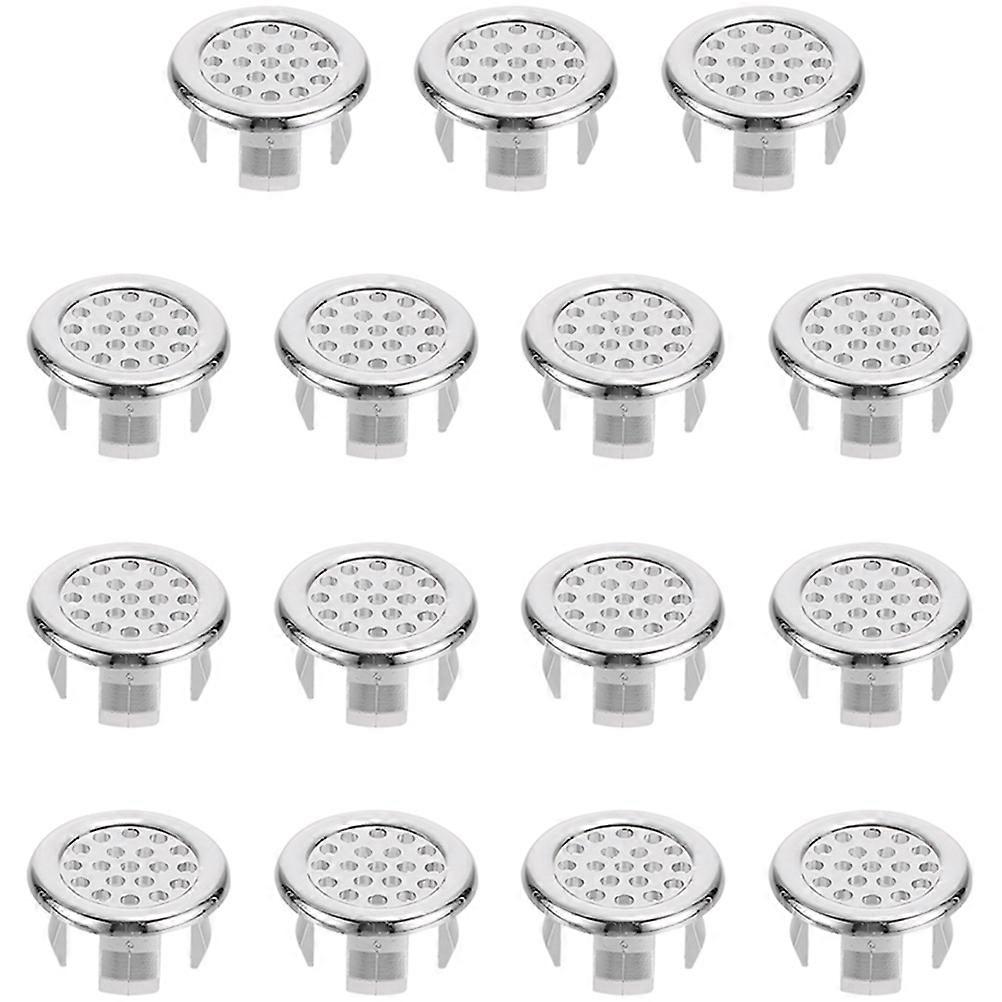 Sink Overflow Covers Bathroom Kitchen Home Use Simple Design Round Shape Silver 3x3x1.5cm ABS Plastic Durable Construction 15Pcs