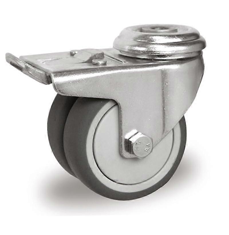 P2T2 Series P2T2 Swivel Castor with Back Hole and Brake 50 mm Grey