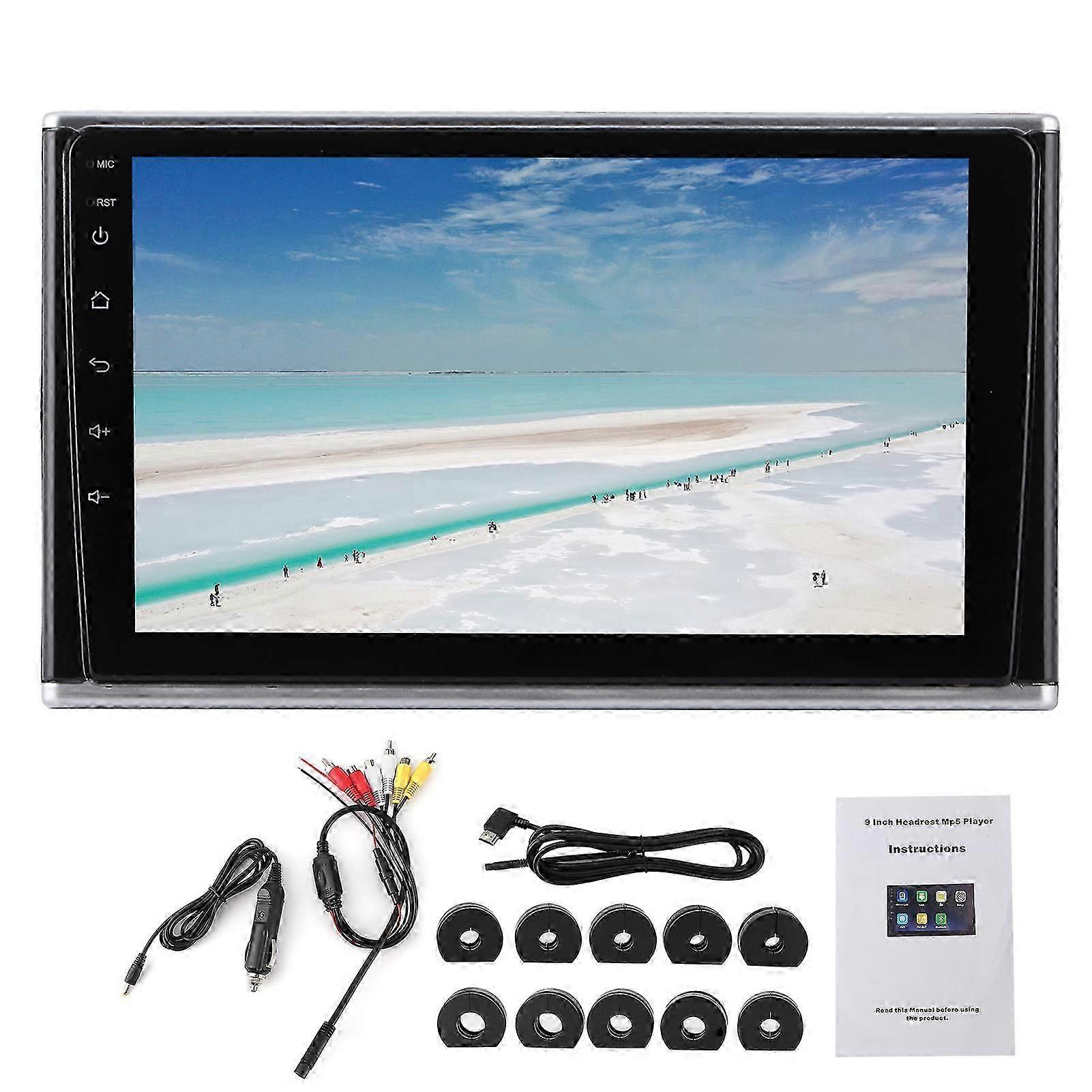 9in HD LED Display Car Headrest Monitor Bluetooth MP5 Player Multimedia Audio Video Radio Playing Universal