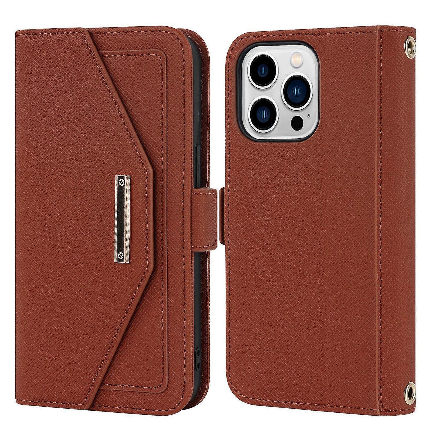 غطاء حماية لآيفون 14 برو بني واقي عبر حبيبات جلد Ee247