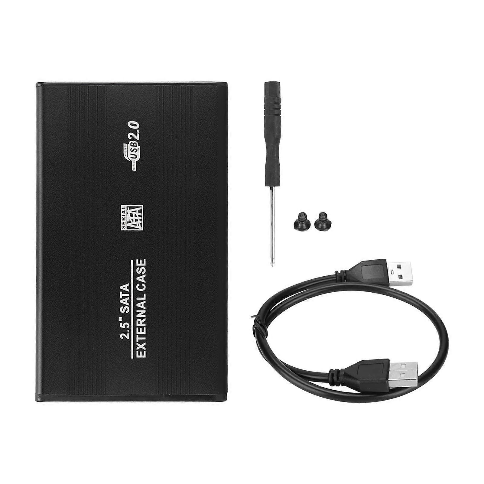 HDD Enclosure 2.5in 2TB Capacity 480Mbps Transfer Rate Aluminum Alloy with USB2.0 Transmission for Windows for VistaBlack (Not Inclube Hard Disk)