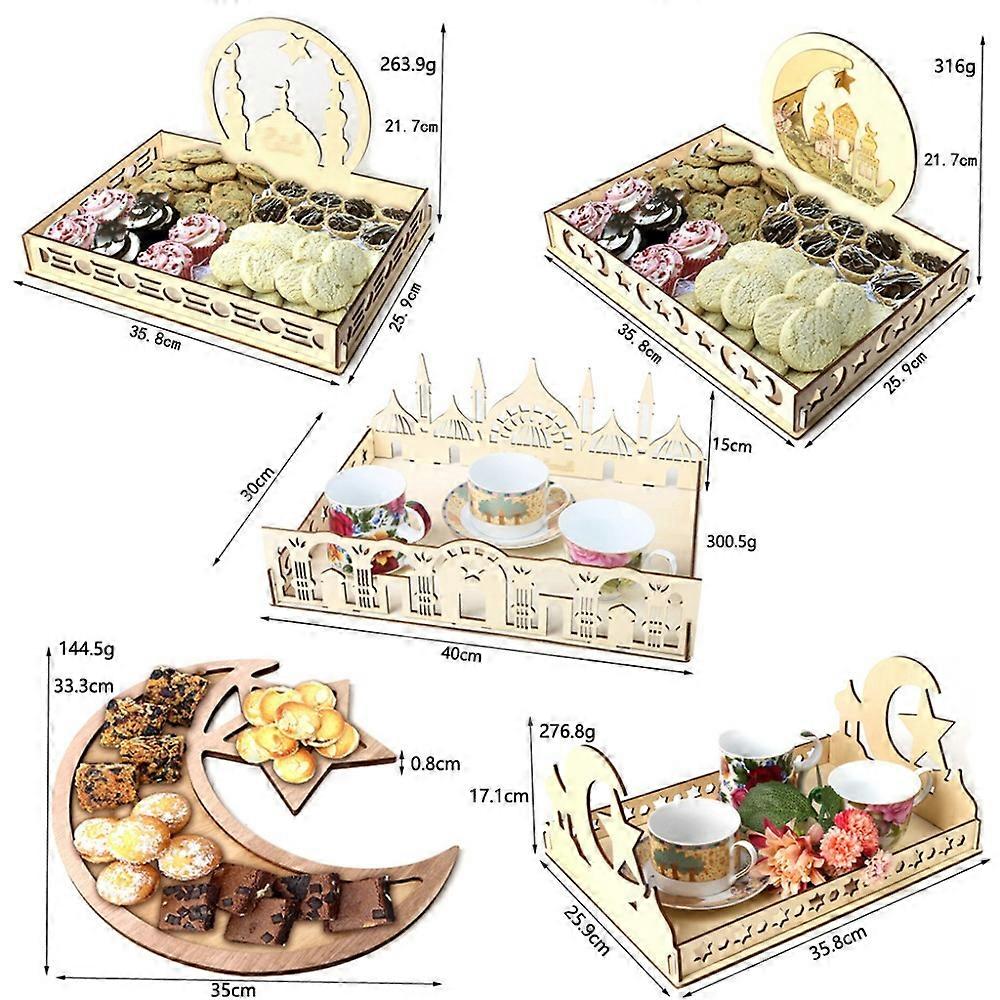 EID Wooden Tray Ramadan Kareem Food Container E E