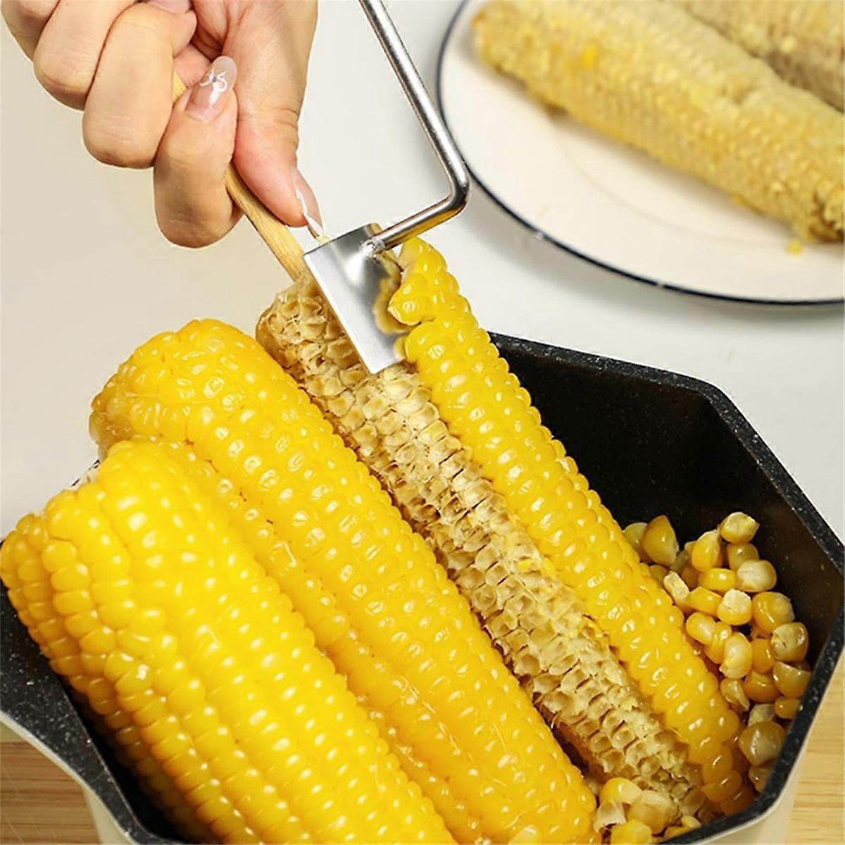 Corn Cob Peeler, Stainless Steel Long Handle Corn on the Cob Remover