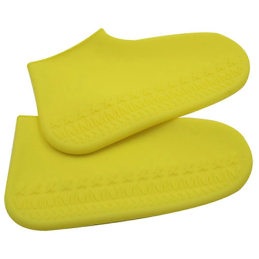 Rainproof Anti-Slip Shoes Cover Silicone Unisex Protector Yellow Size Activities 1 Pair