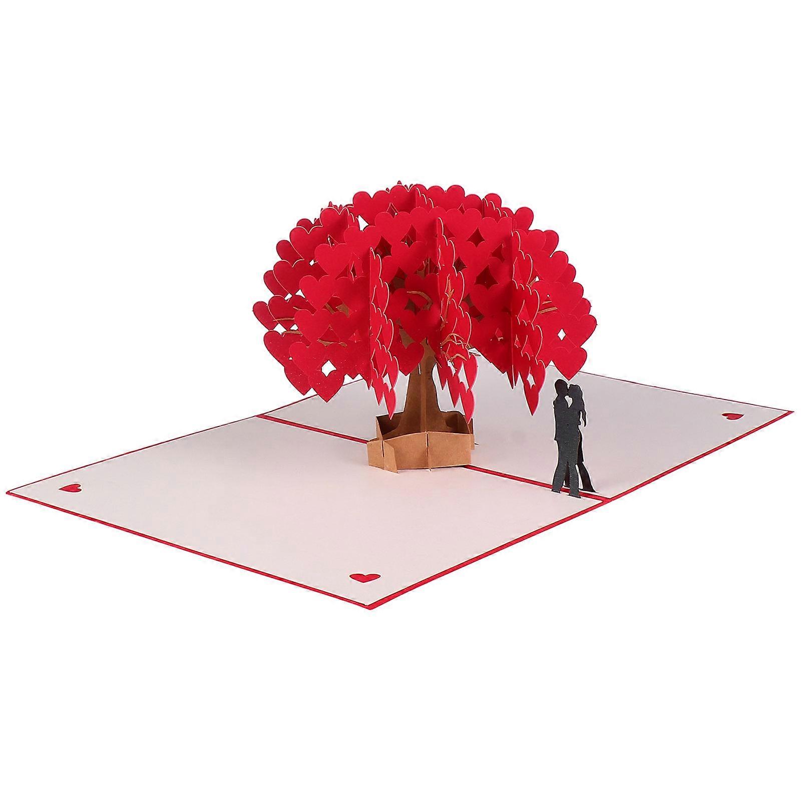 Valentine's Day Greeting 3D Heart Tree Design Romantic Style 20x15cm White Paper present For Special Days 1Pc
