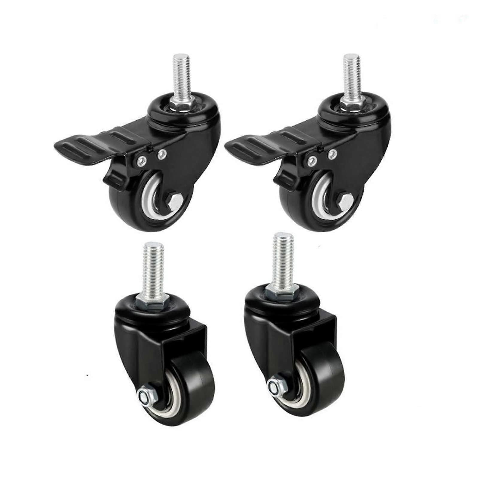 Roues pivotantes robustes Tige filetée avec chariot de frein Roulette de meubles M8 / M10 (roue à vis de 2,0 pouces)